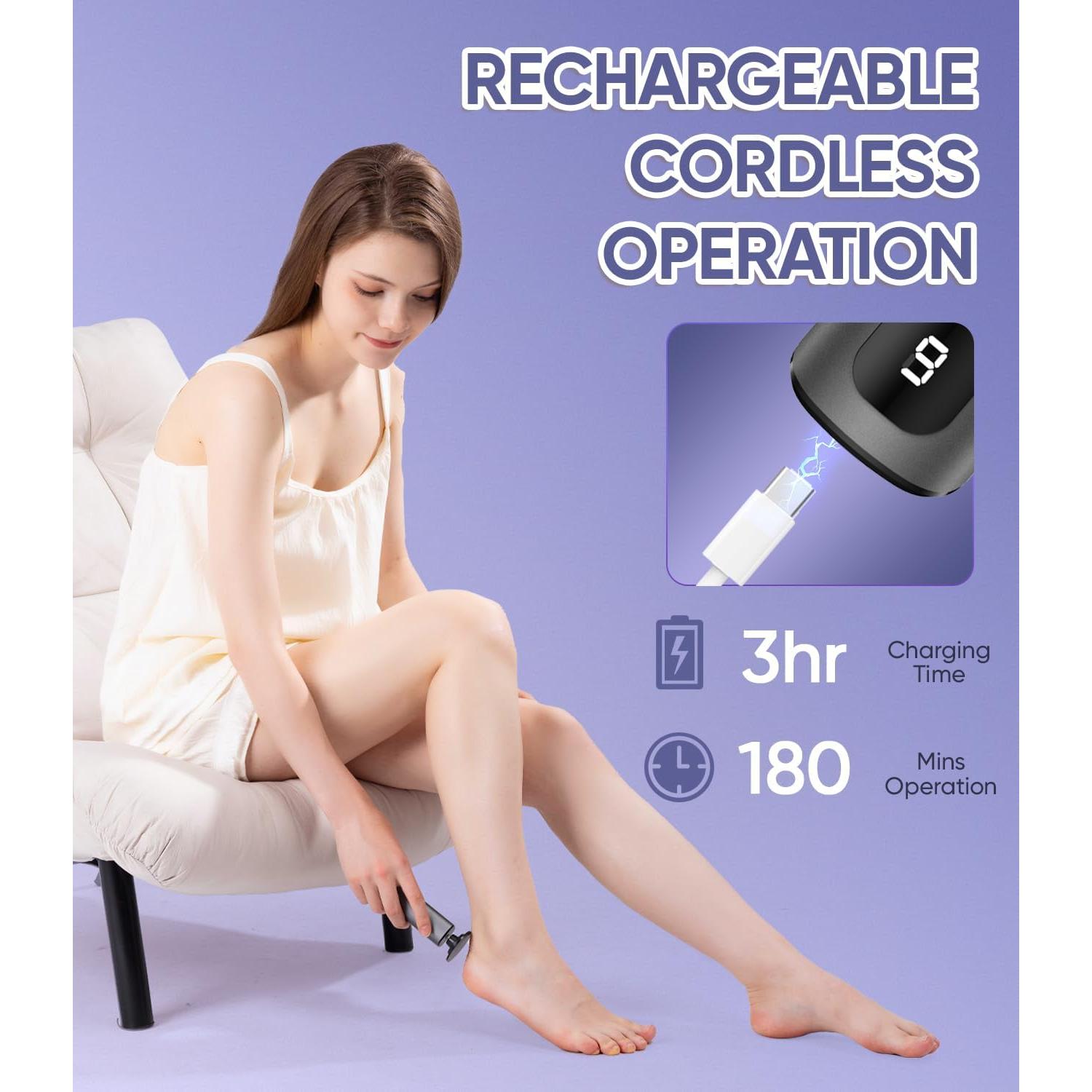 Removedor de Callos Eléctrico 9 Velocidades USB Gris Oscuro