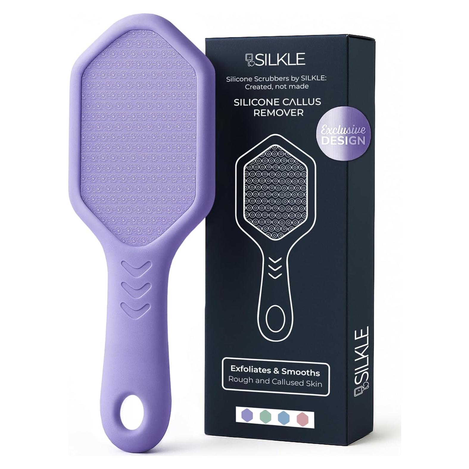 Silicone Foot Callus Remover - Nano Glass Foot File for Dead Skin and Cracked Heels - Callus Remover for Feet & Hard Skin - Ergonomic Foot Scrubber & Exfoliator for Soft, Smooth Feet - Purple