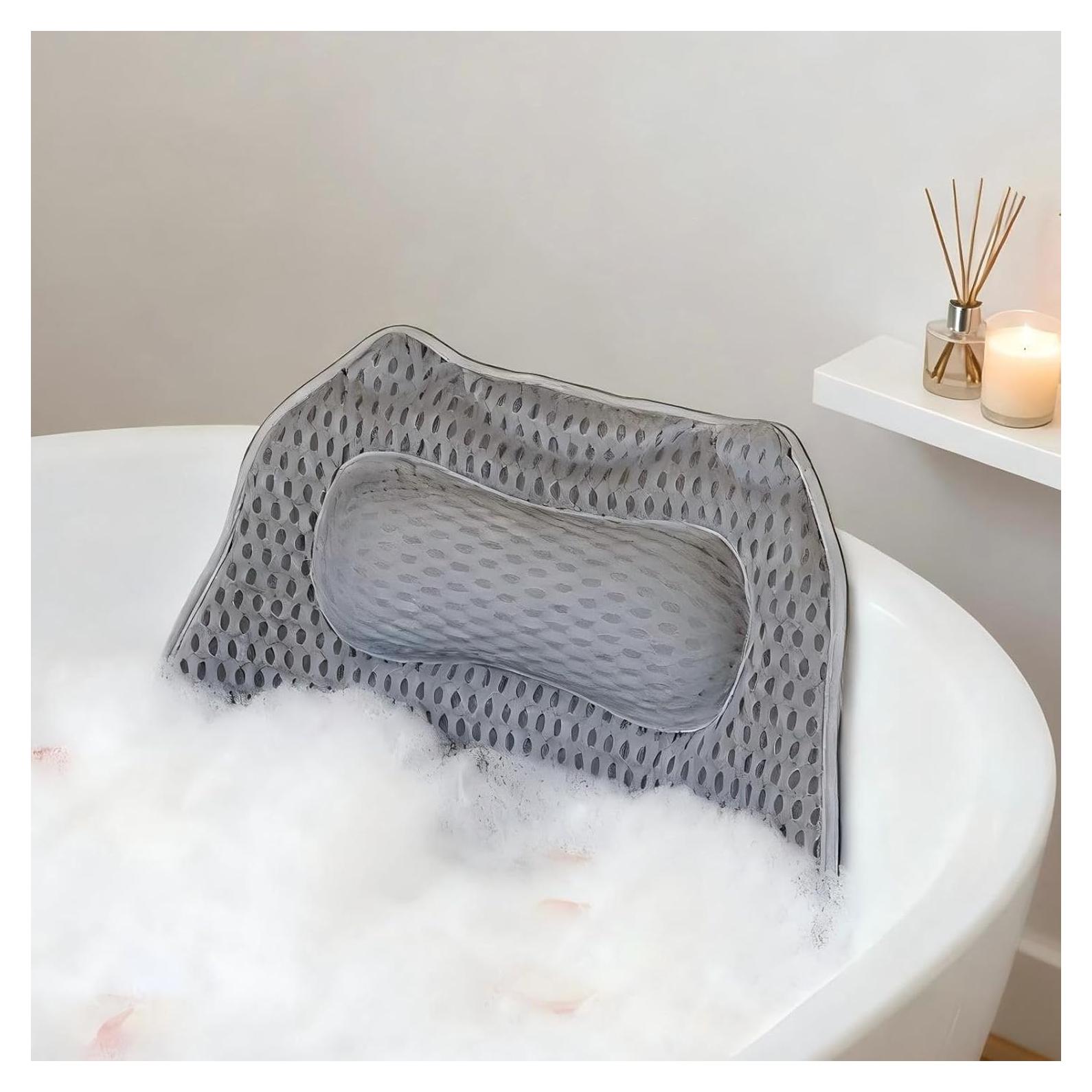 Almohada de Baño NOONTIDE con 48 Ventosas - Malla 4D Gris