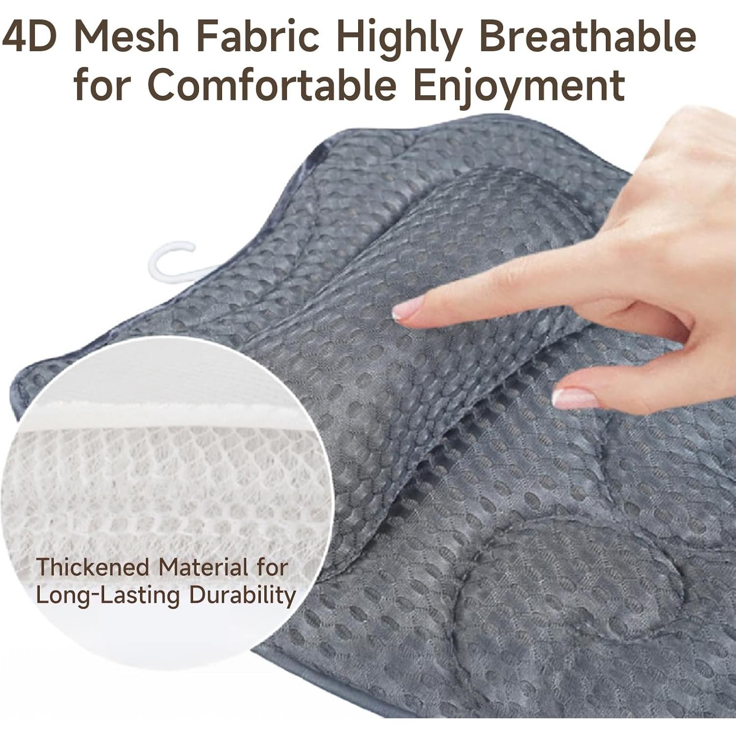 Almohada de Baño NOONTIDE con 48 Ventosas - Malla 4D Gris