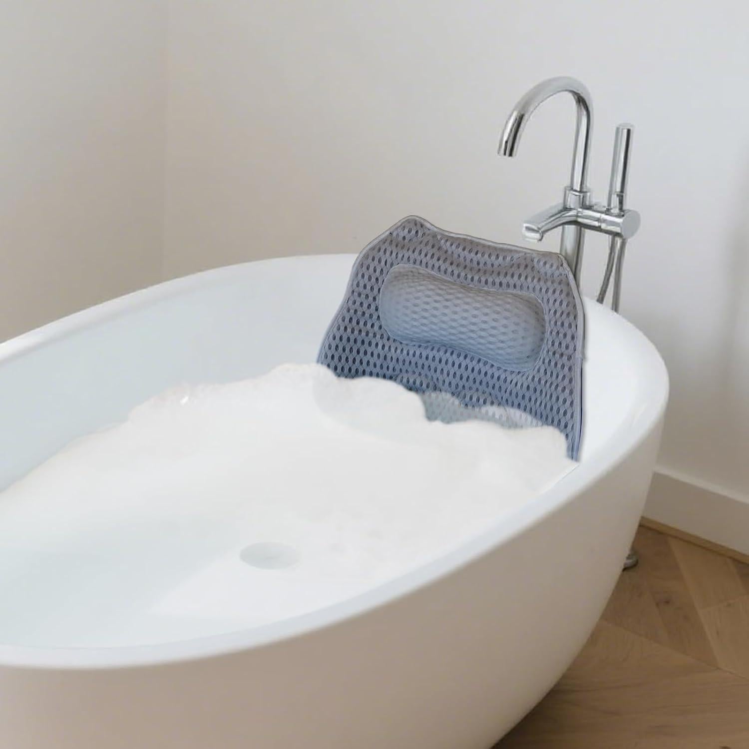 Almohada de Baño NOONTIDE con 48 Ventosas - Malla 4D Gris