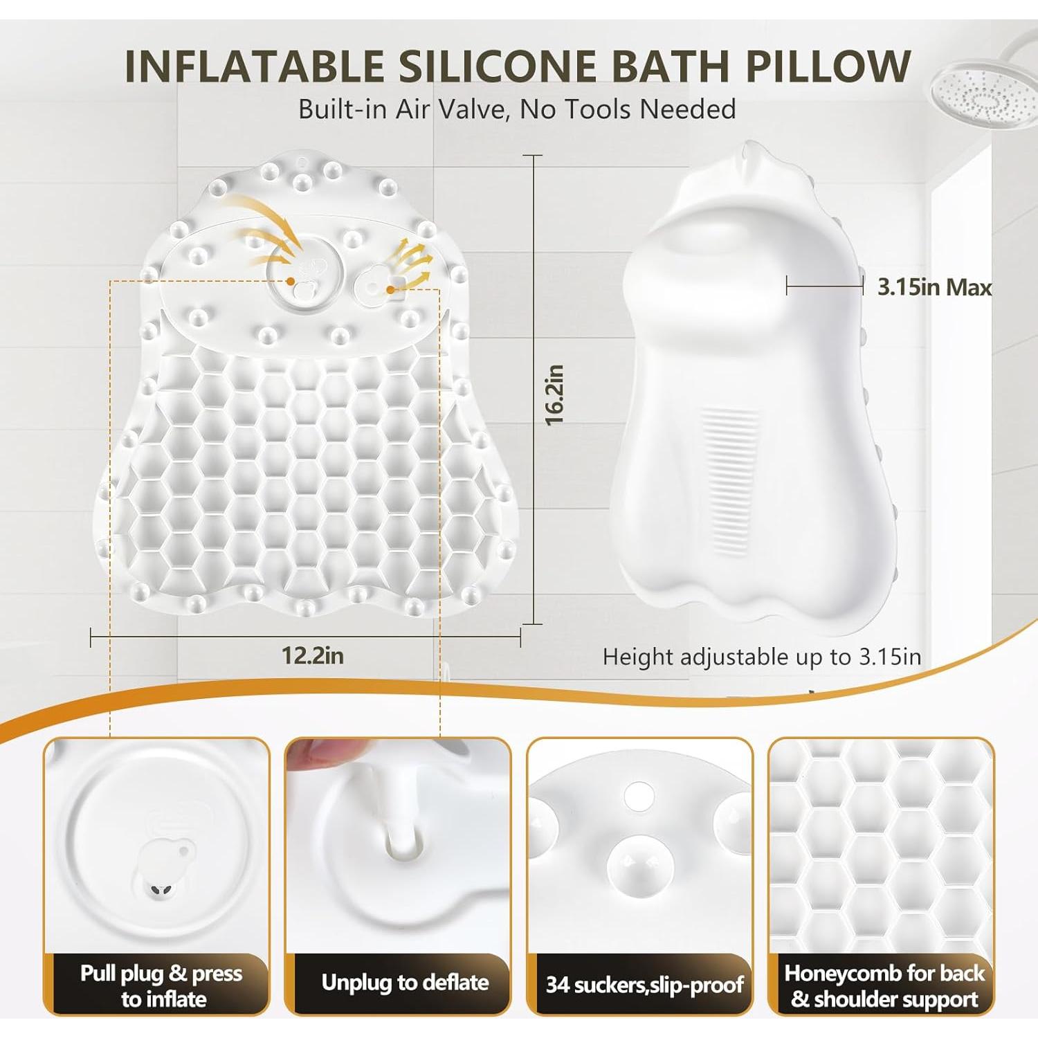 Cojín de baño inflable Starotatess de silicona ajustable