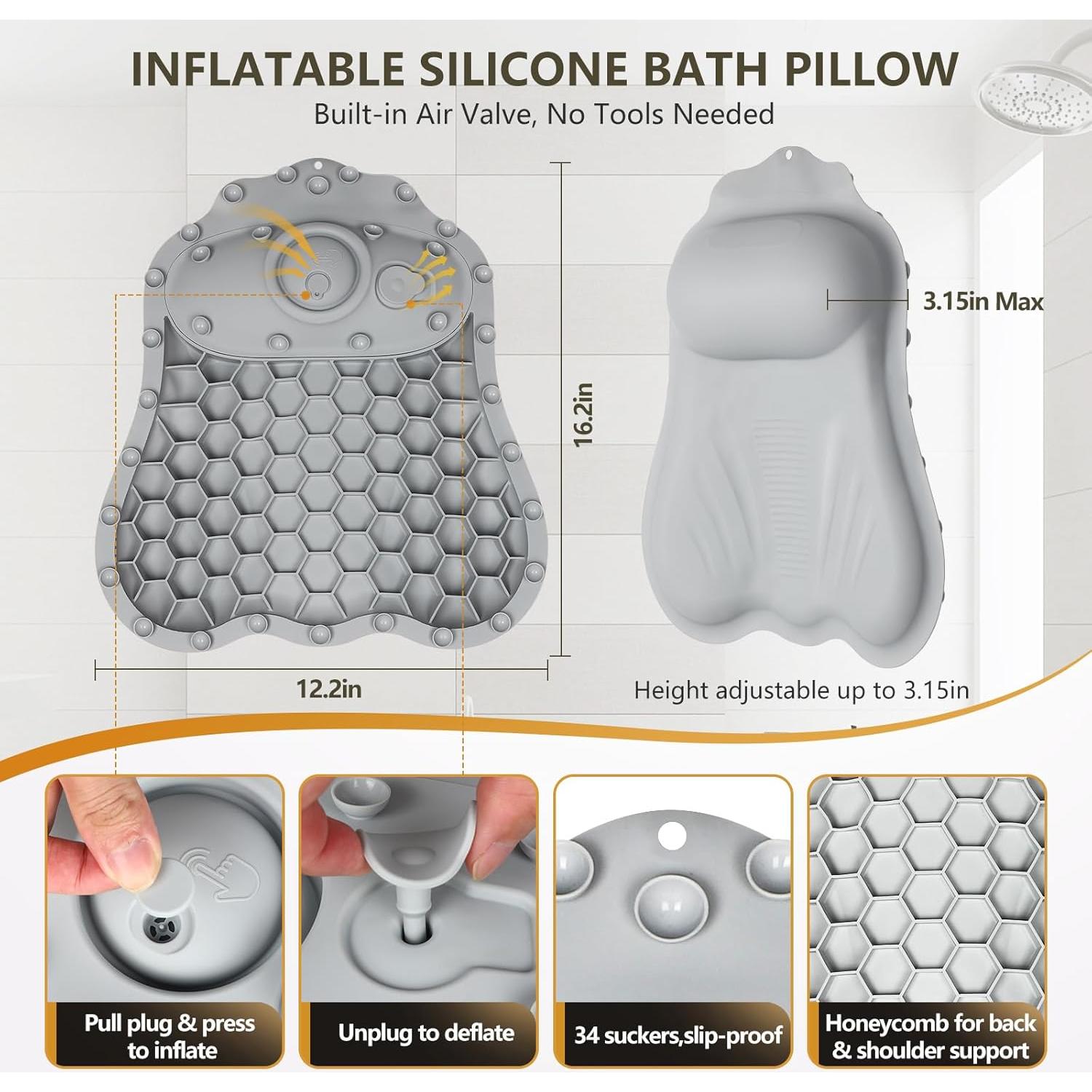 Almohada de Baño Inflable Starotatess - Silicona Grado Alimenticio