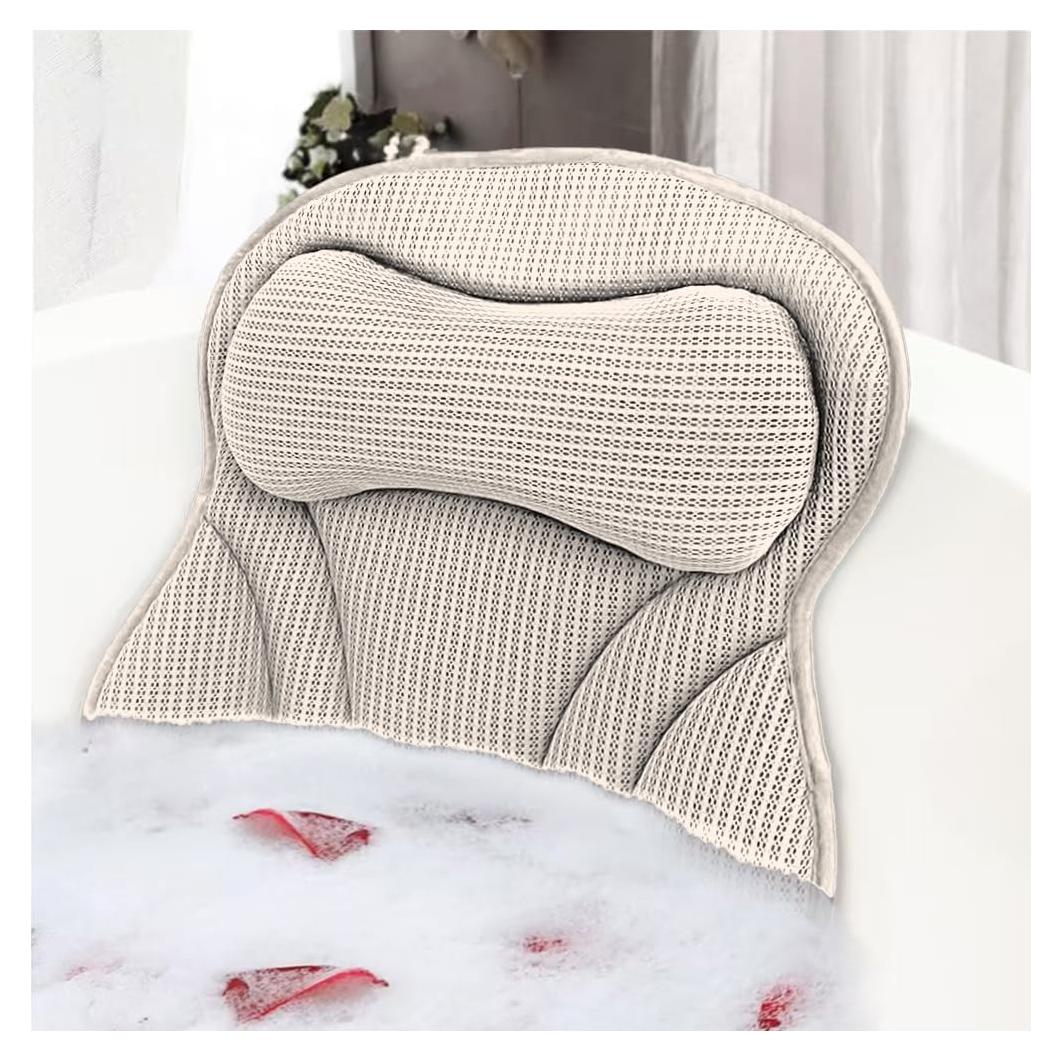 Almohada de Baño Ergonomica Velarionna Gris con Ventosas