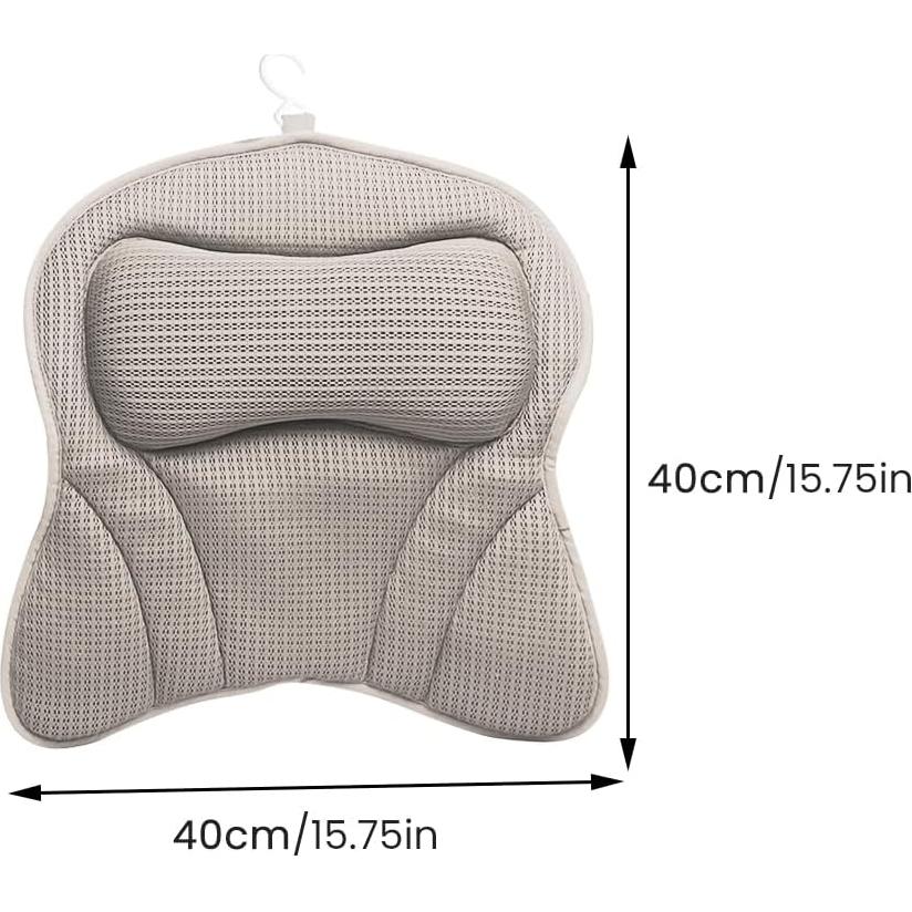 Almohada de Baño Ergonomica Velarionna Gris con Ventosas