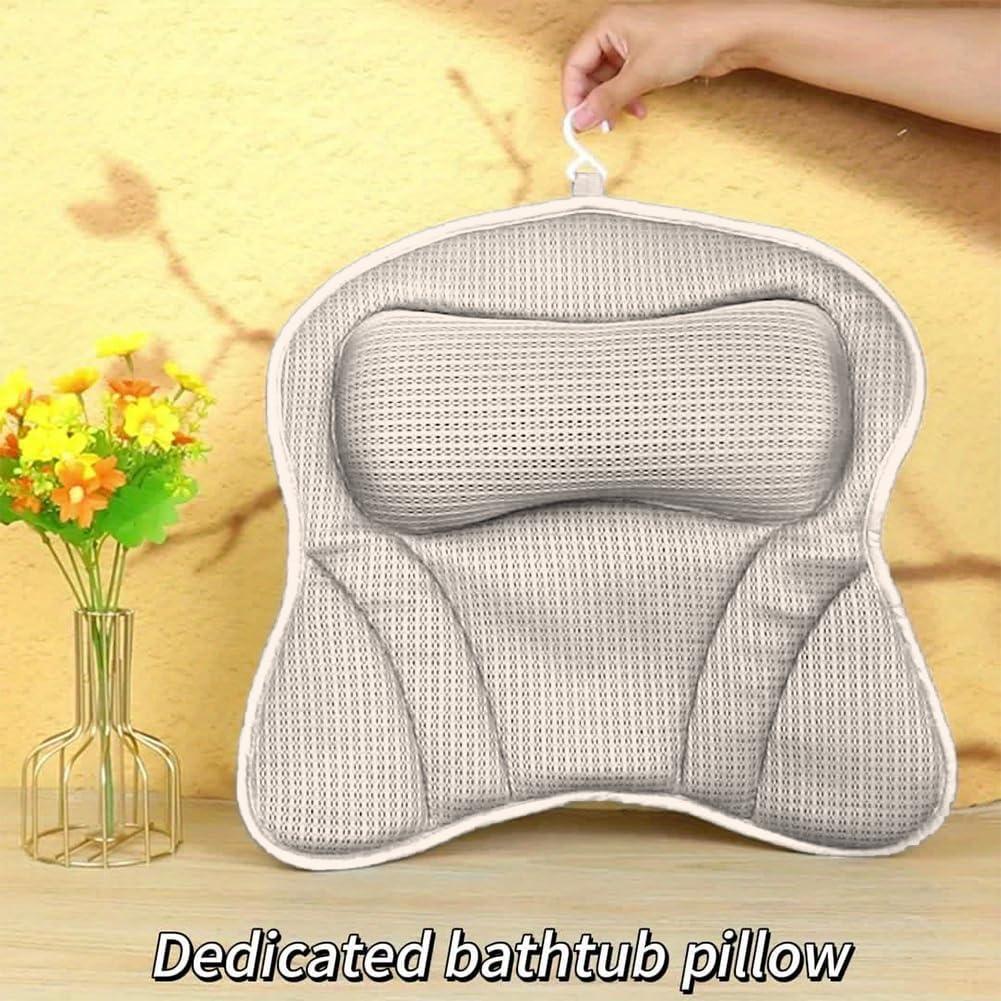Almohada de Baño Ergonomica Velarionna Gris con Ventosas