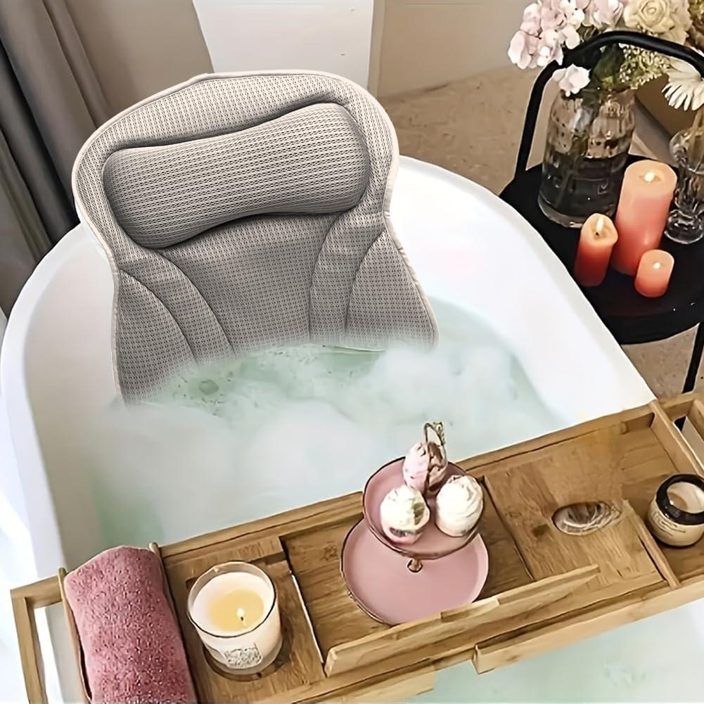 Almohada de Baño Ergonomica Velarionna Gris con Ventosas