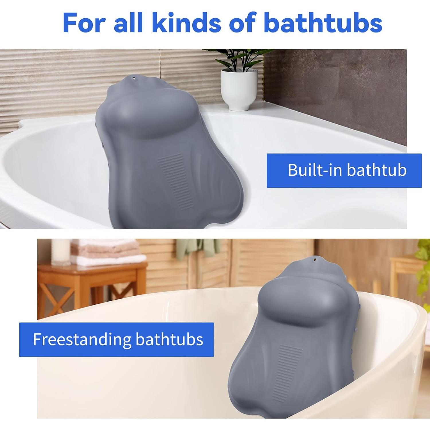 Almohada de Baño Goowin de Silicona Gris con Succión Fuerte