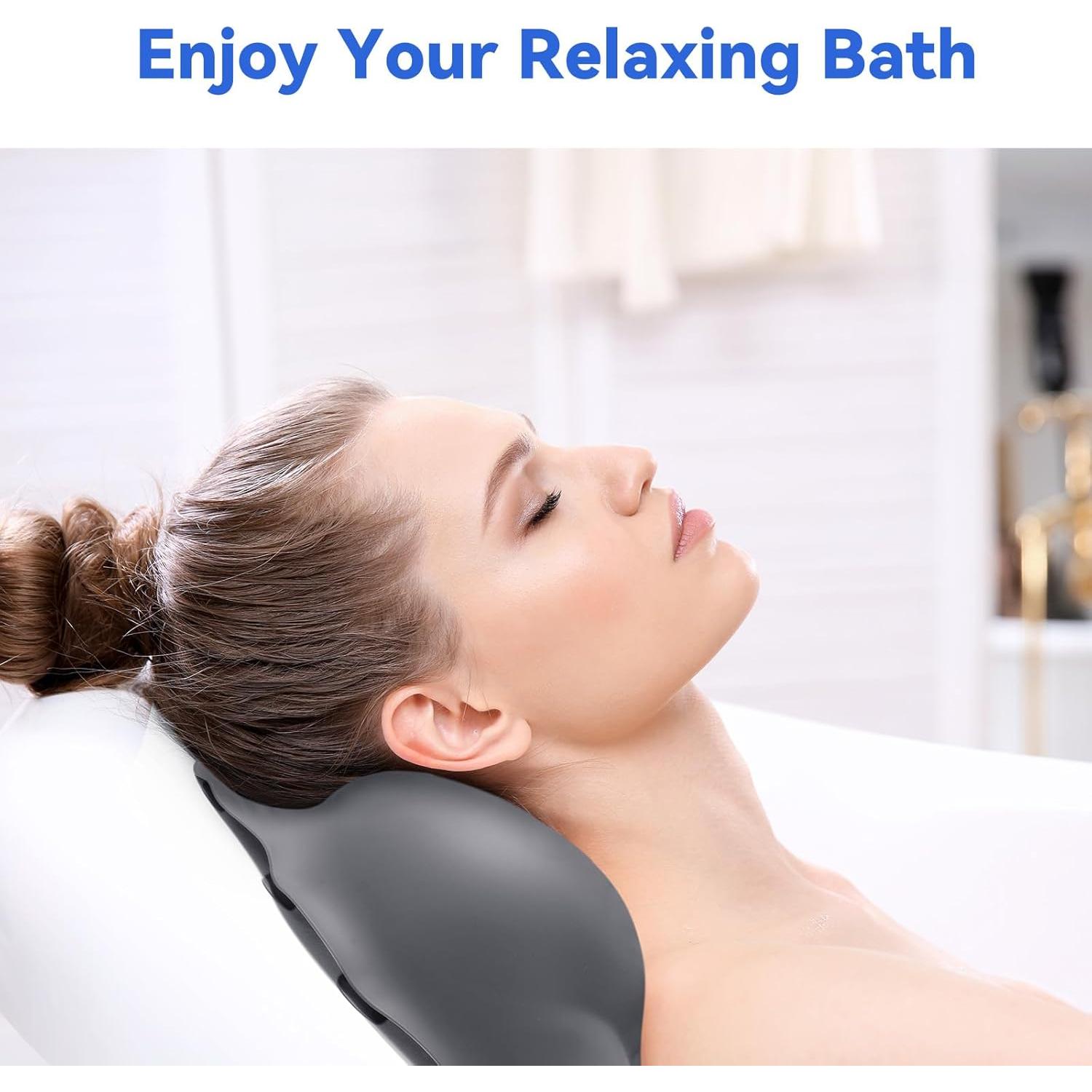 Almohada de Baño Goowin de Silicona Gris con Succión Fuerte