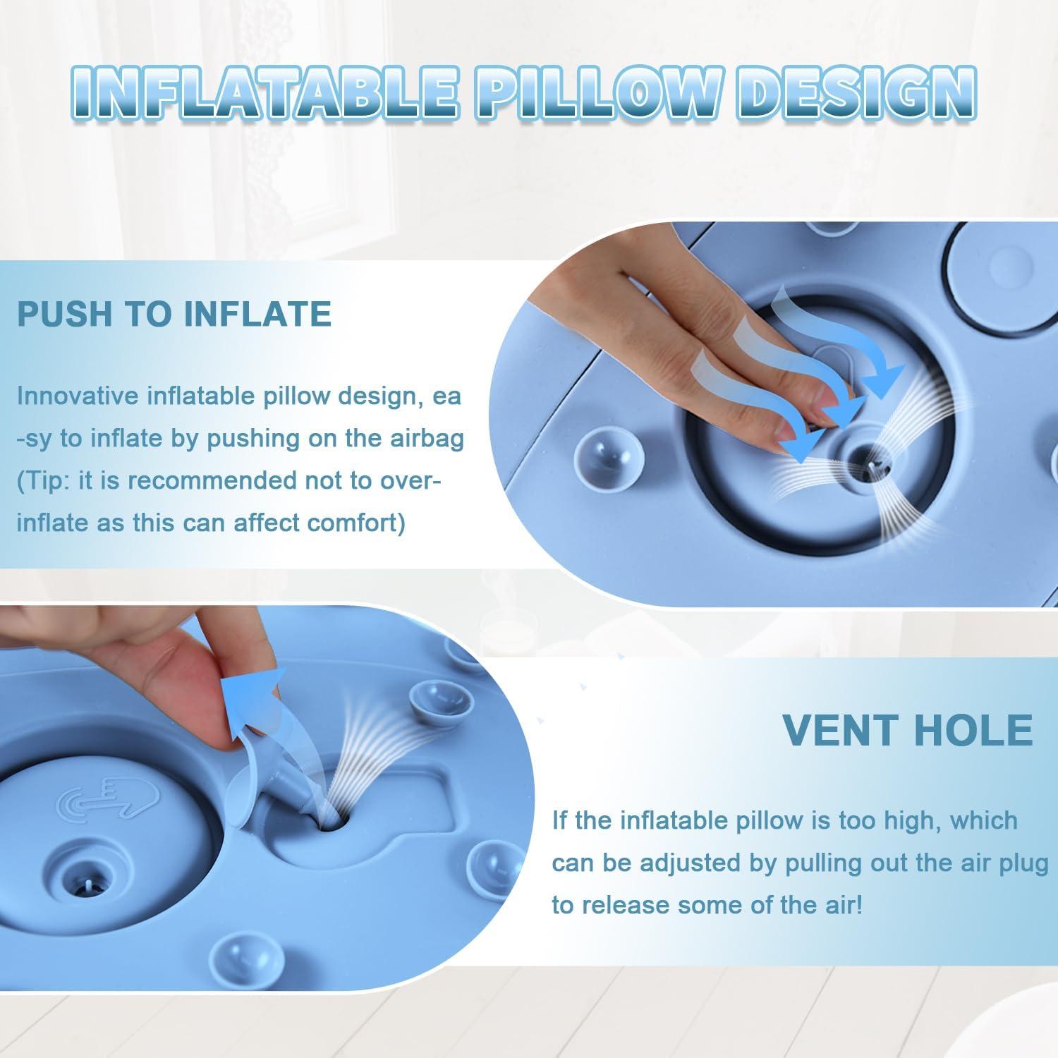 Almohada de Baño Deenwada de Silicona Azul - Reposacabezas Ergonómico