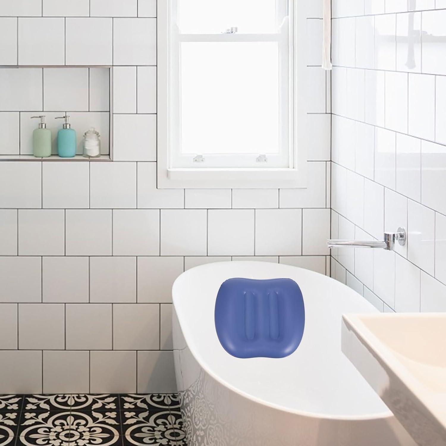 Cojín Inflable para Baño con Ventosas - Soporte de Cuello y Espalda