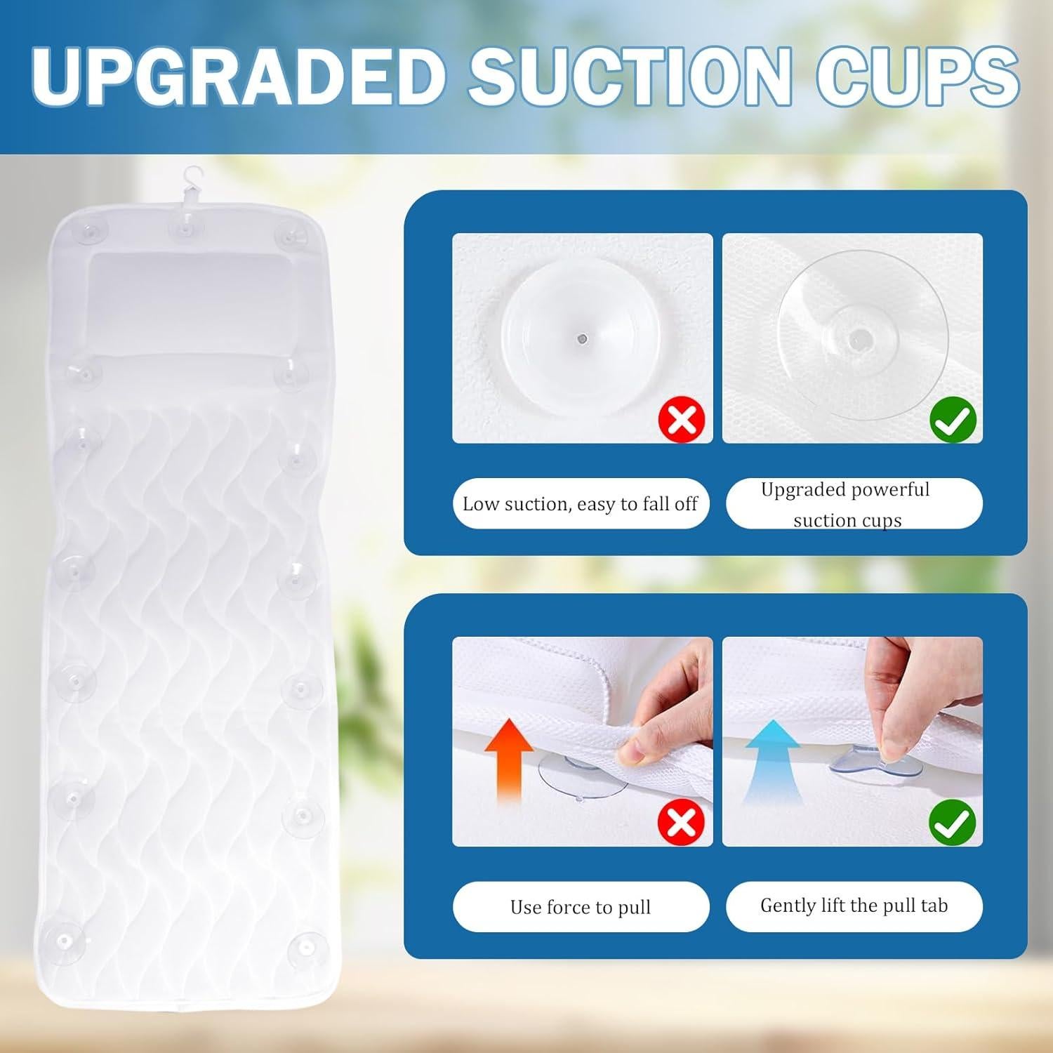 Almohada de Baño EMMTEEY de Cuerpo Completo Antideslizante