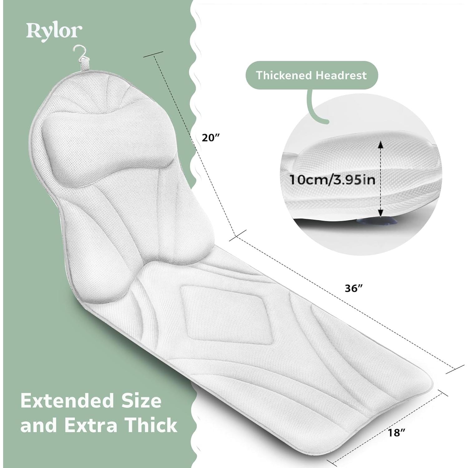 Almohada de Baño Rylor - Cuerpo Completo, Secado Rápido, Blanco