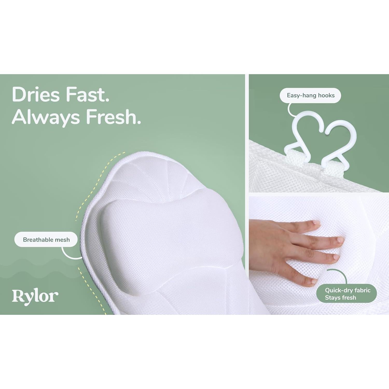 Almohada de Baño Rylor - Cuerpo Completo, Secado Rápido, Blanco