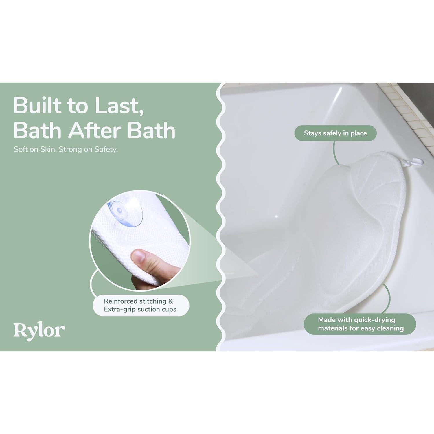 Almohada de Baño Rylor - Cuerpo Completo, Secado Rápido, Blanco