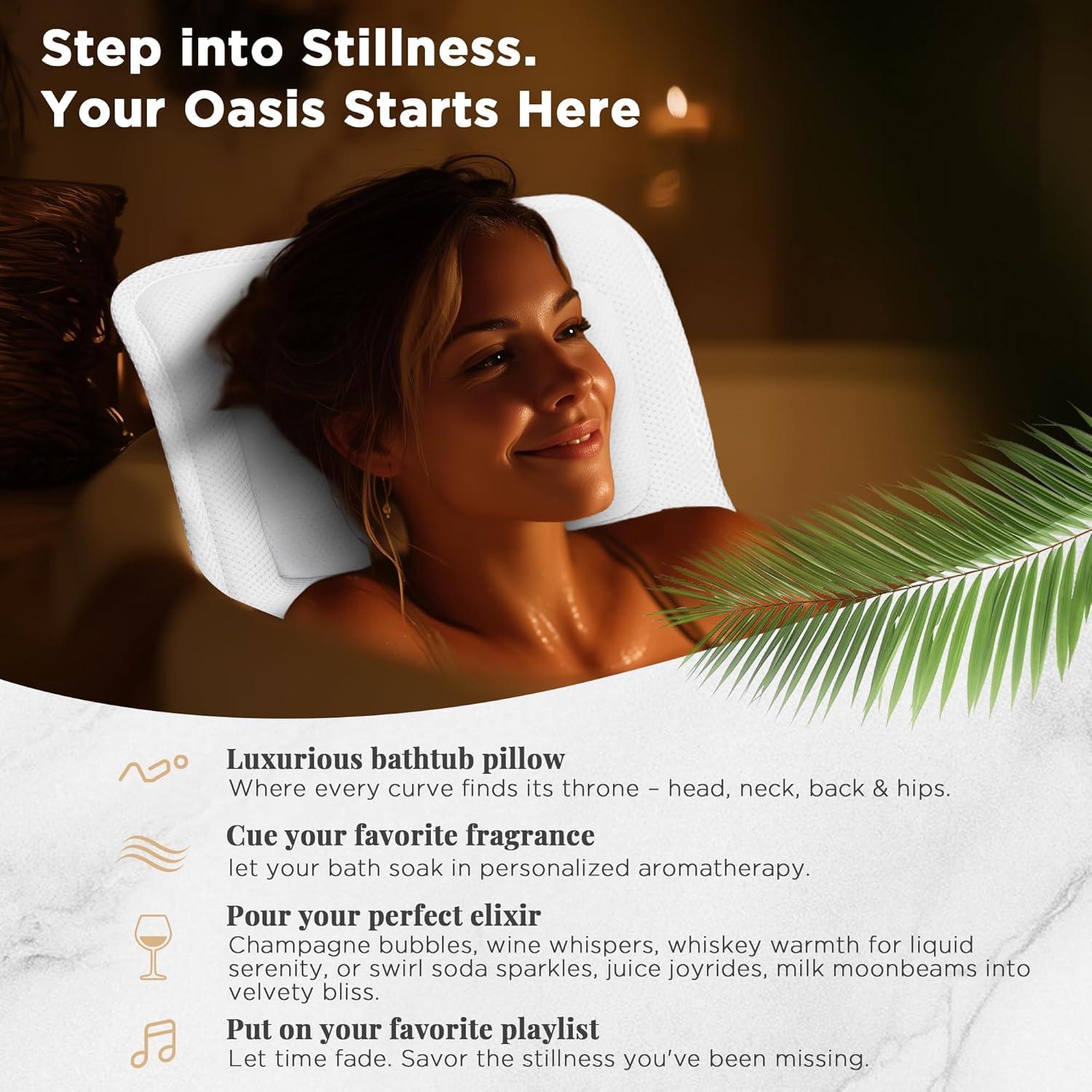 Almohada de Baño Ergonómica Vanstormy 137 cm - Soporte Completo