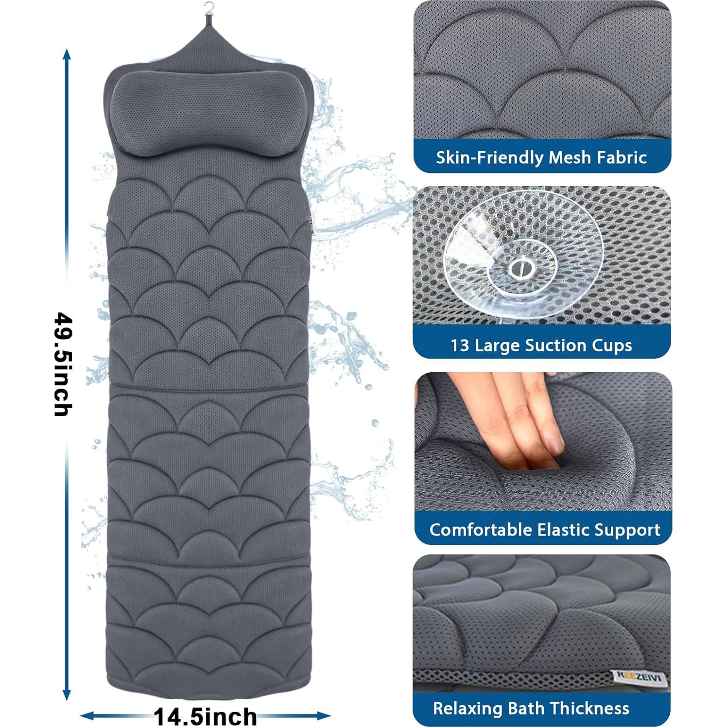 Almohada de Baño Completo REEZEIVI con 13 Ventosas Antideslizantes