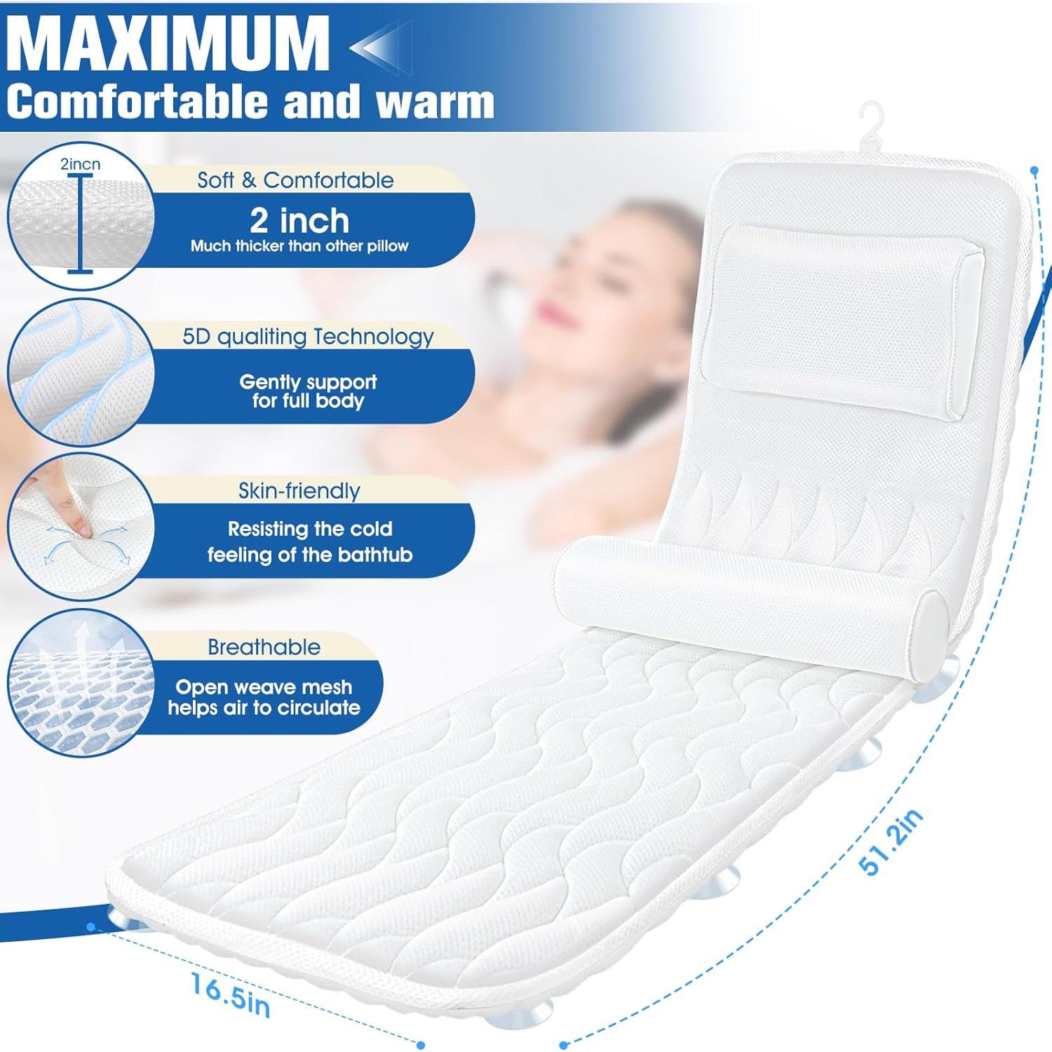 Almohada de Baño Ciavca 130x42 cm con Soporte Lumbar Ajustable