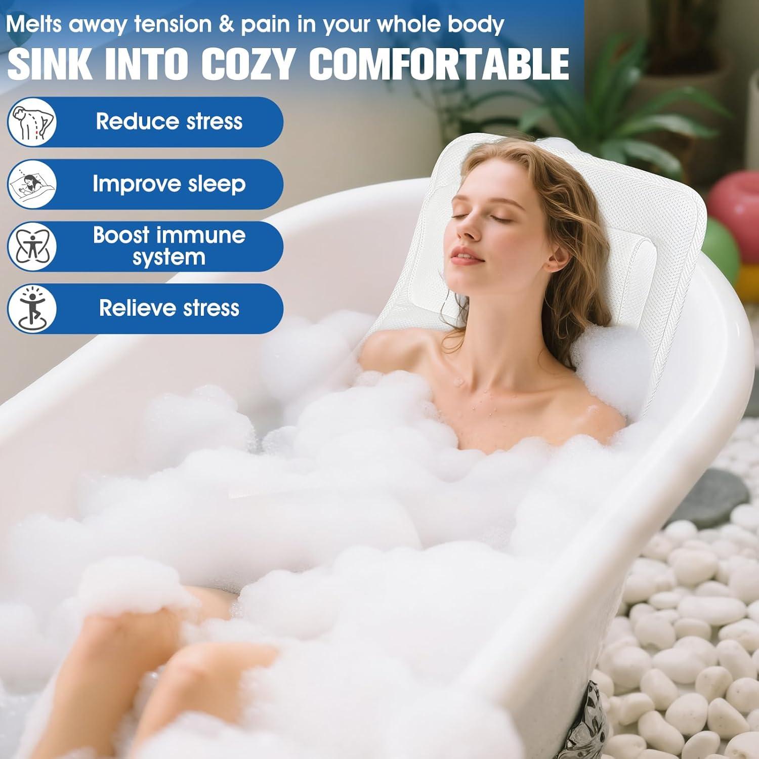 Almohada de Baño Ciavca 130x42 cm con Soporte Lumbar Ajustable