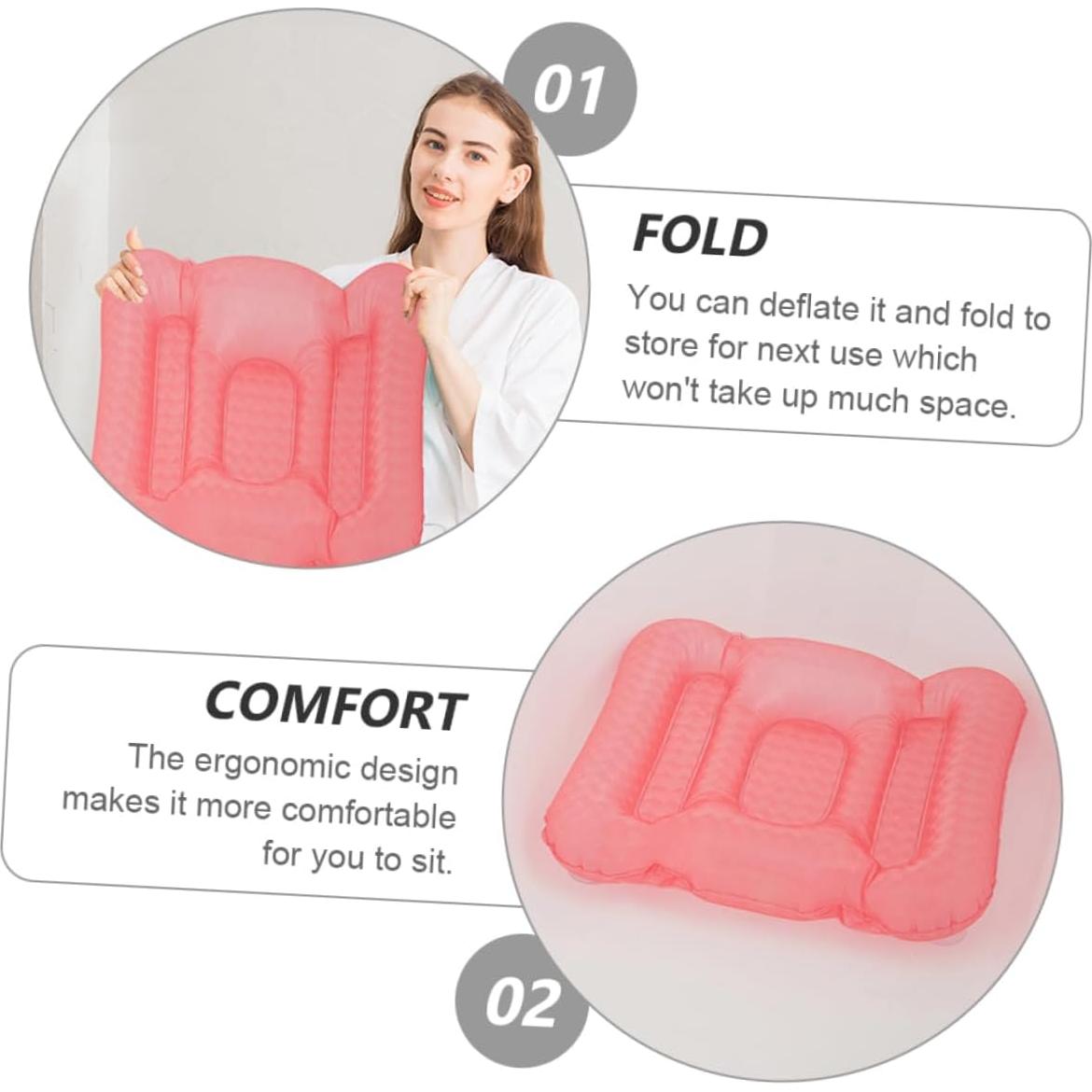 Cojín Inflable para Baño GAROZATION Rosa 56x46cm Ergonómico