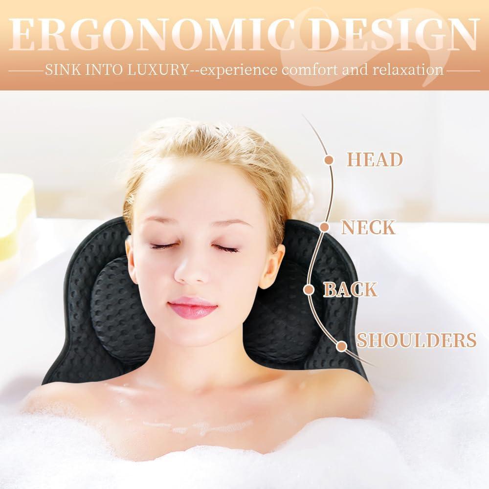 Almohada de Baño Joeyset JSZT-03, Tela 4D Air Mesh, Negra