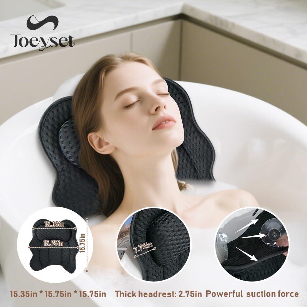 Almohada de Baño Joeyset JSZT-03, Tela 4D Air Mesh, Negra