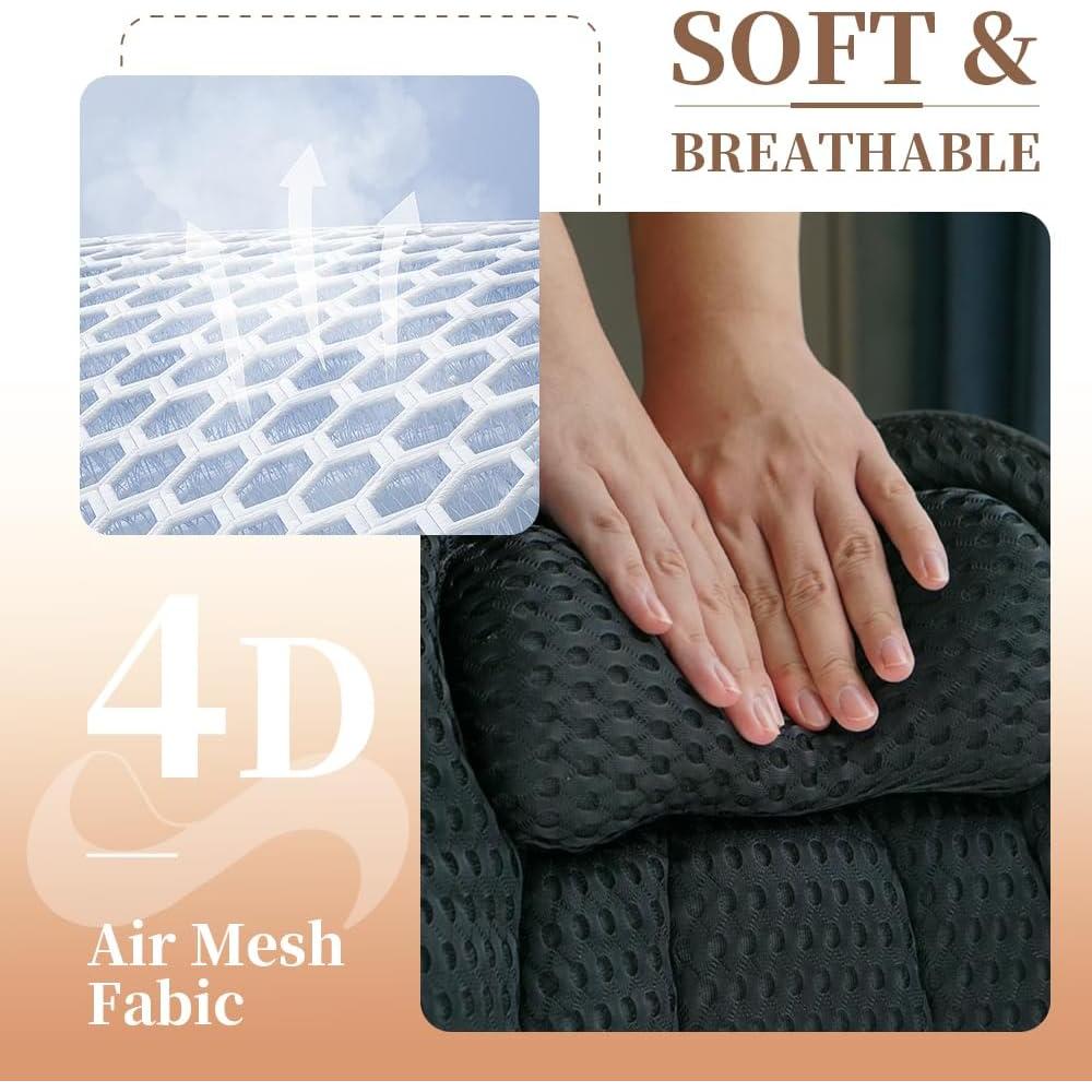 Almohada de Baño Joeyset JSZT-03, Tela 4D Air Mesh, Negra