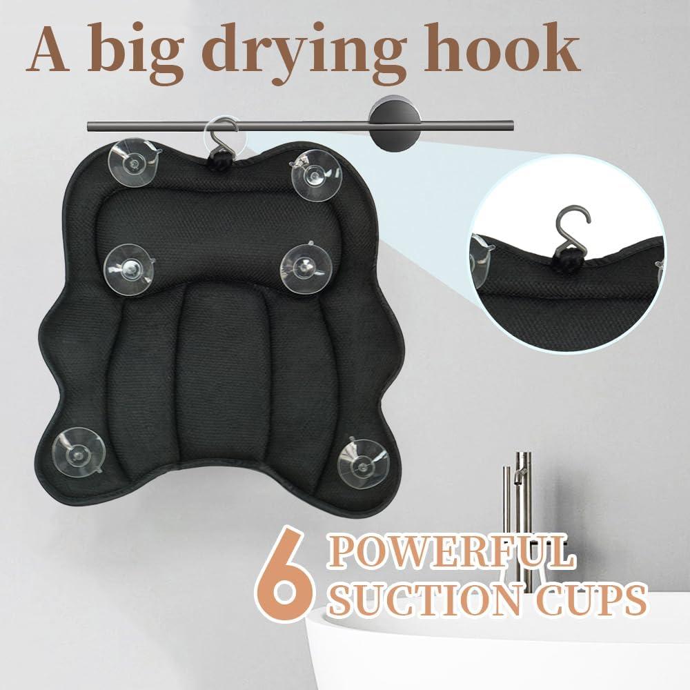 Almohada de Baño Joeyset JSZT-03, Tela 4D Air Mesh, Negra