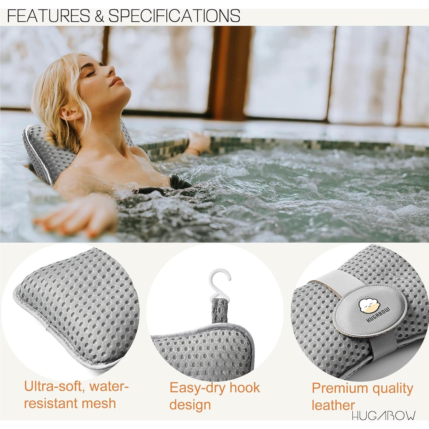 Almohadas Grandes para Jacuzzi Hugabow - Paquete de 2 Gris
