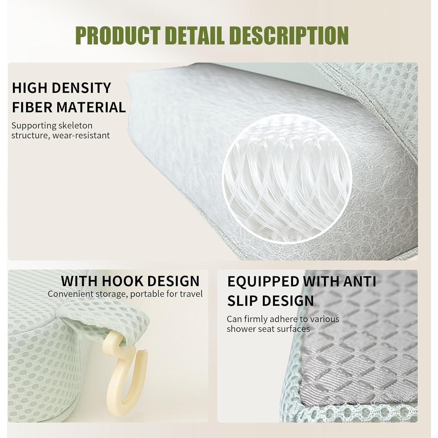 Cojín de Ducha Antideslizante Gwremzlox 40x30 cm Gris Claro