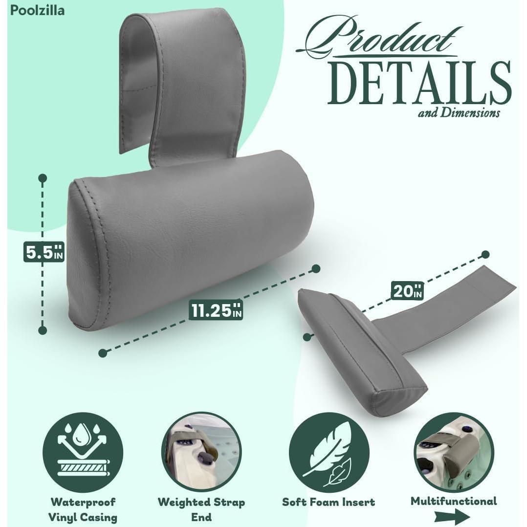 Almohada de Spa Poolzilla Gris con Peso - 50.8x27.9 cm