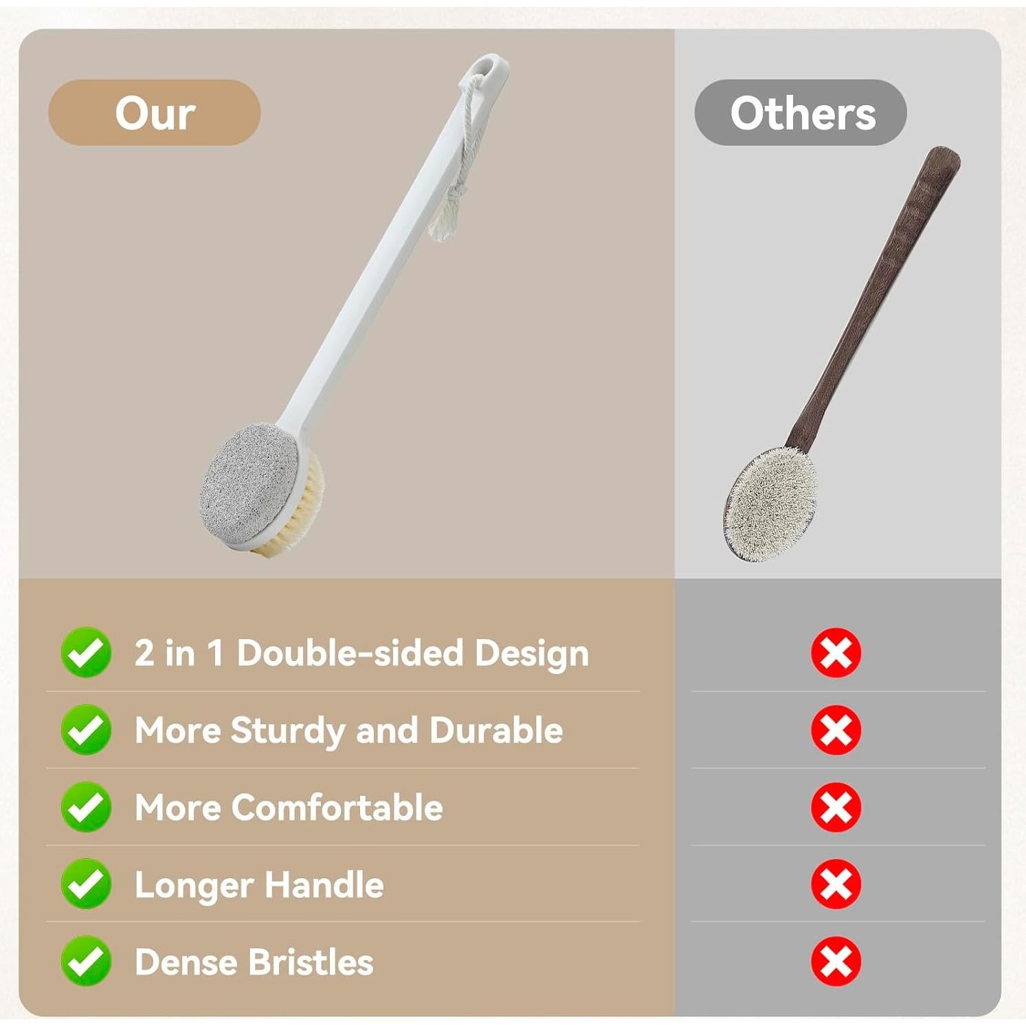 Exfoliador de Pies 2 en 1 VIP LUXE BAZAAR con Mango Largo