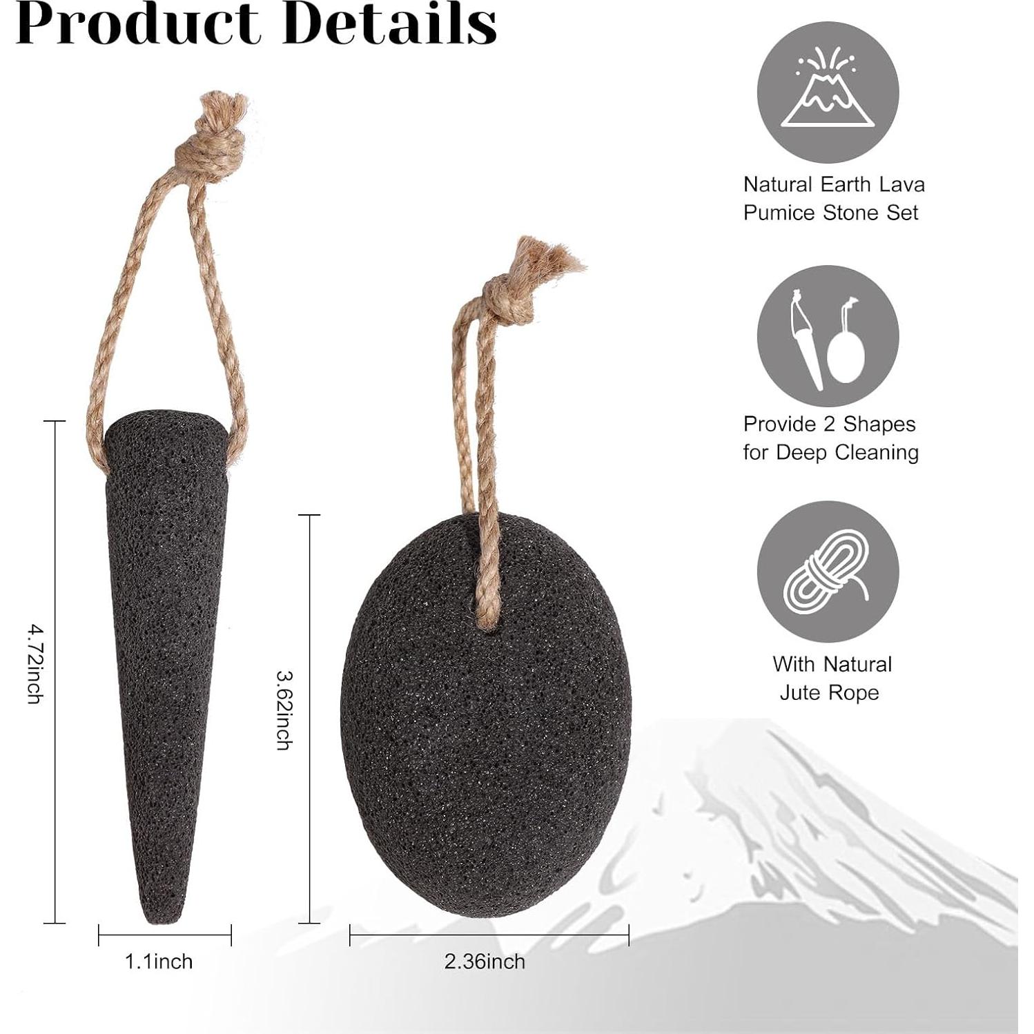 Juego de 2 Piedras Pómez Naturales VALENTISE para Pies