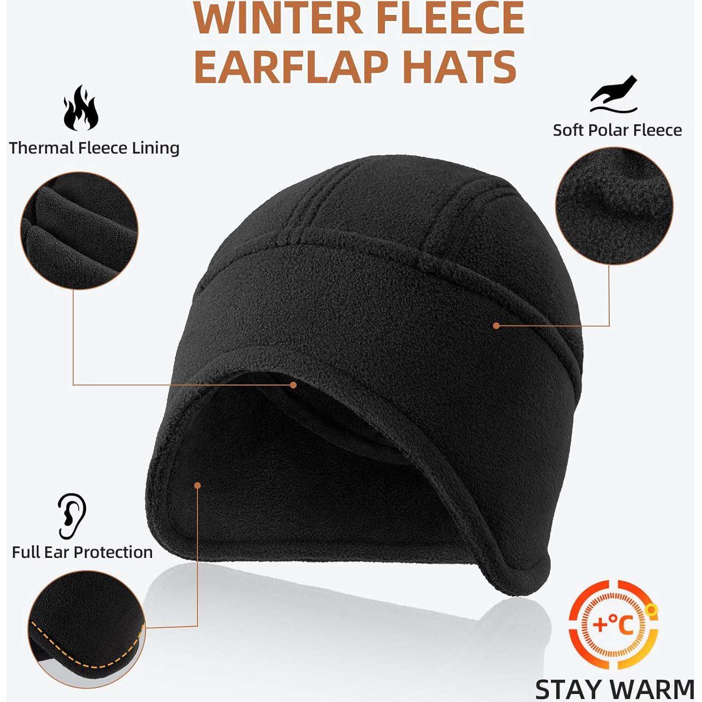 Gorro de Invierno OZERO Unisex Térmico de Forro Polar Negro