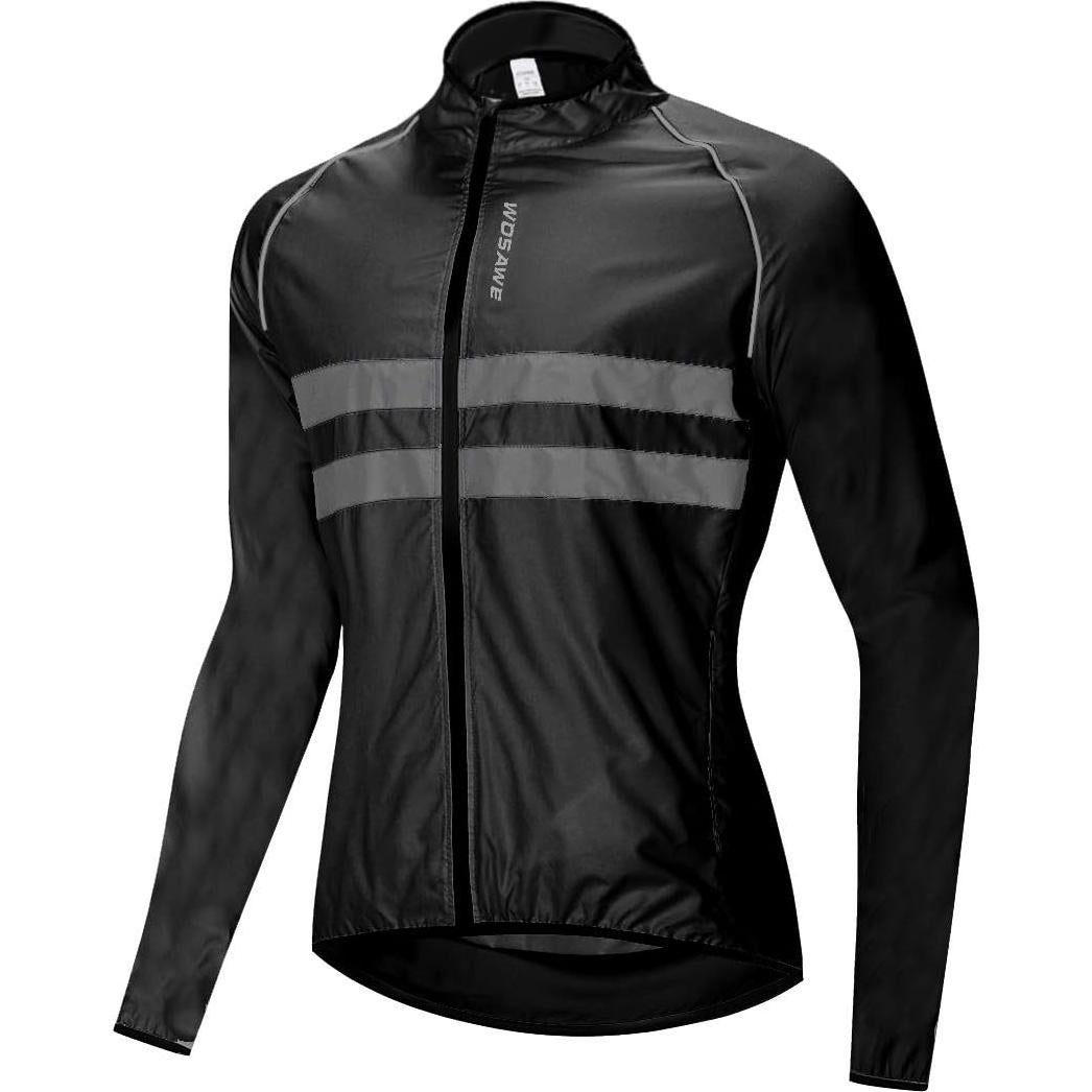 Chaqueta de Ciclismo WOSAWE Hombre Negra Mediana Impermeable