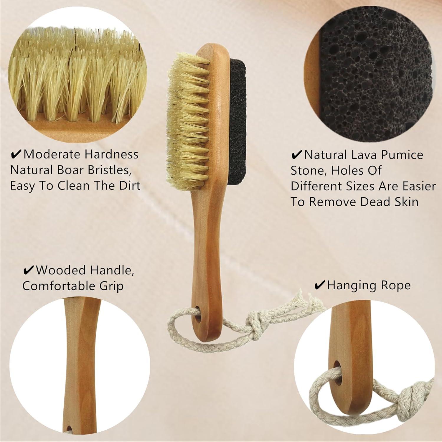 Piedra Pómez Natural YIOYOODA con Cepillo para Pies - Exfoliador Doble Cara