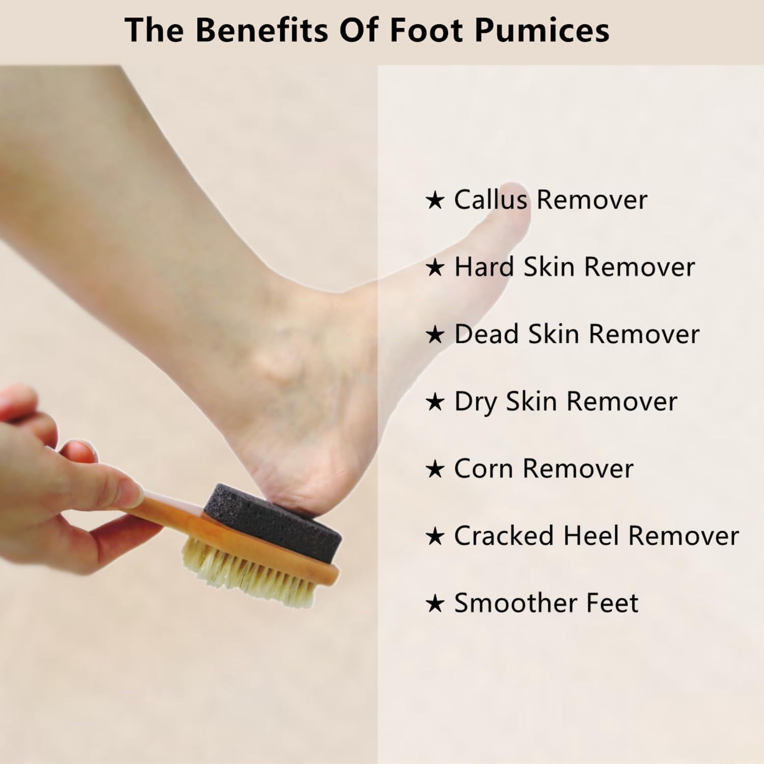 Piedra Pómez Natural YIOYOODA con Cepillo para Pies - Exfoliador Doble Cara