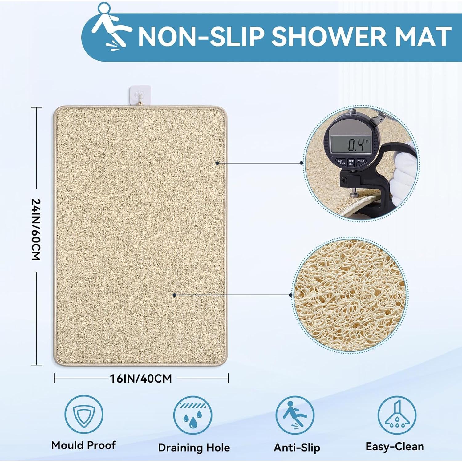 Alfombra de Ducha Antideslizante QiCaiJia 40x60 cm Beige