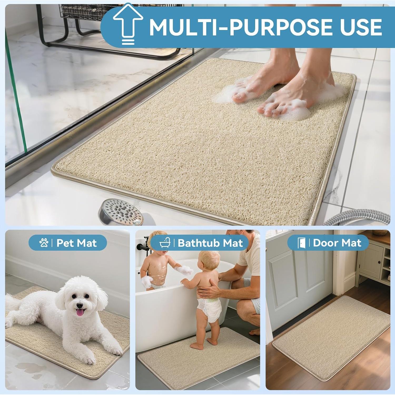 Alfombra de Ducha Antideslizante QiCaiJia 40x60 cm Beige