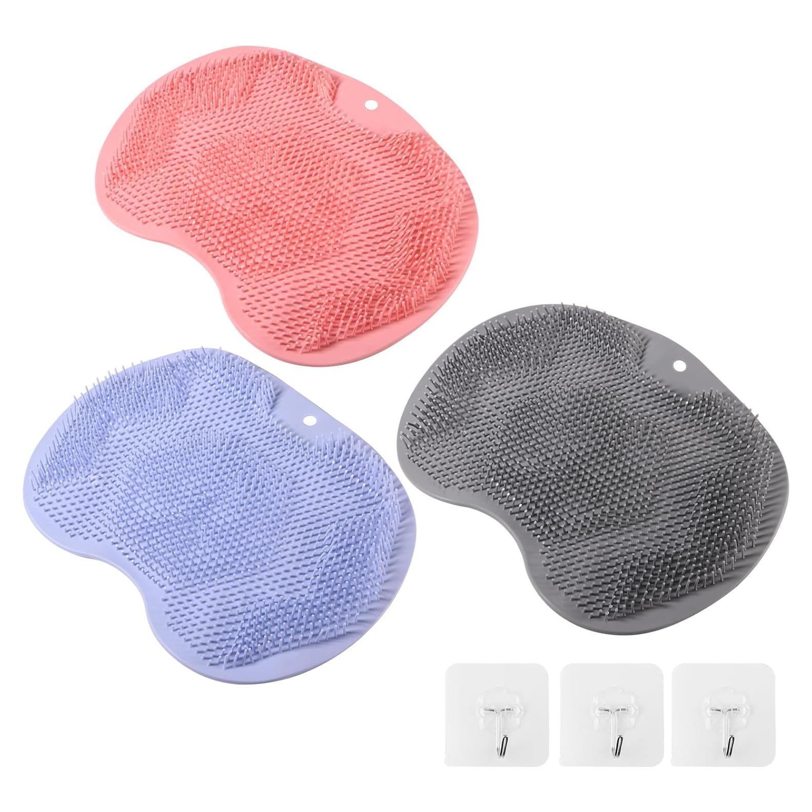 Fregador de pies de silicona RARKVEN - 3 Pack con ventosas