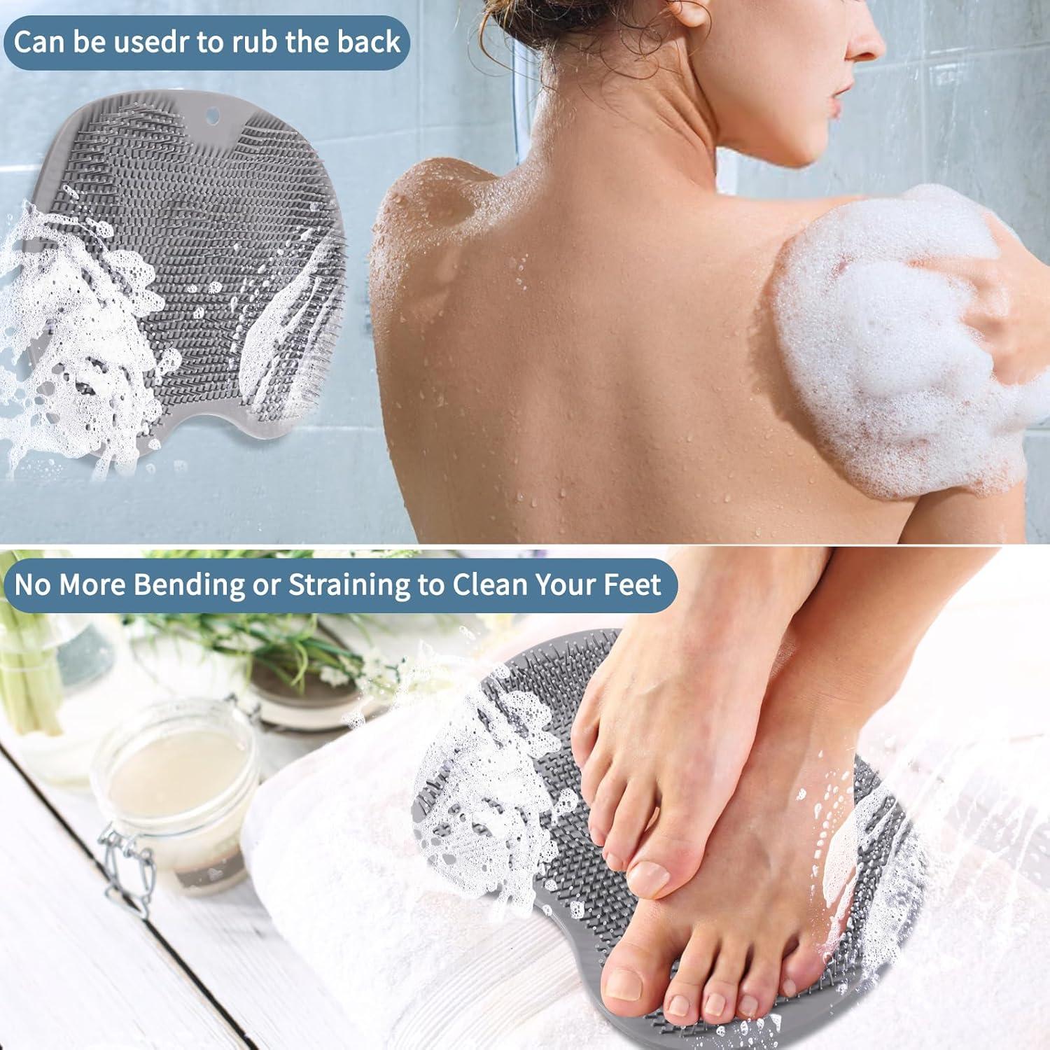 Fregador de pies de silicona RARKVEN - 3 Pack con ventosas