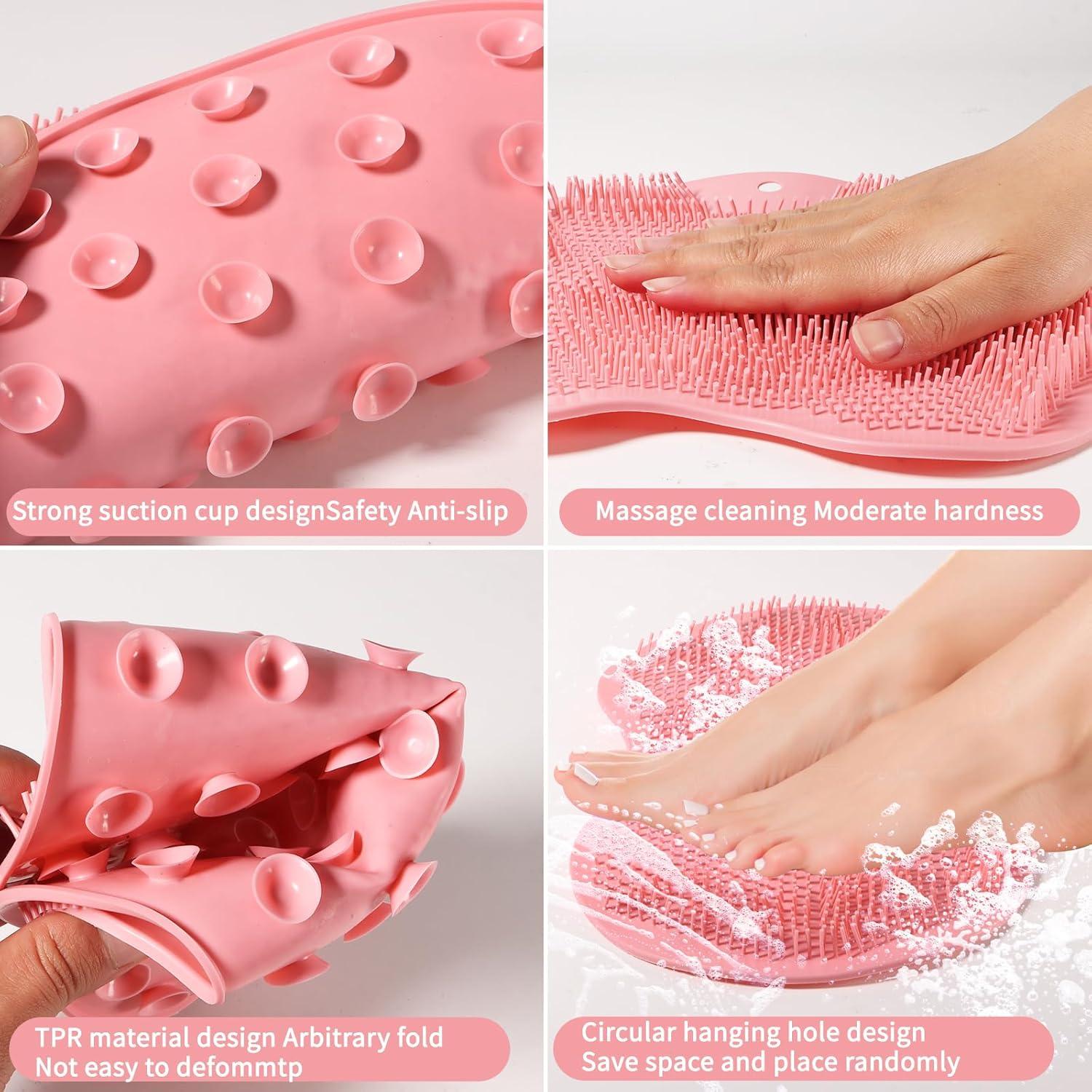 Fregador de pies de silicona RARKVEN - 3 Pack con ventosas