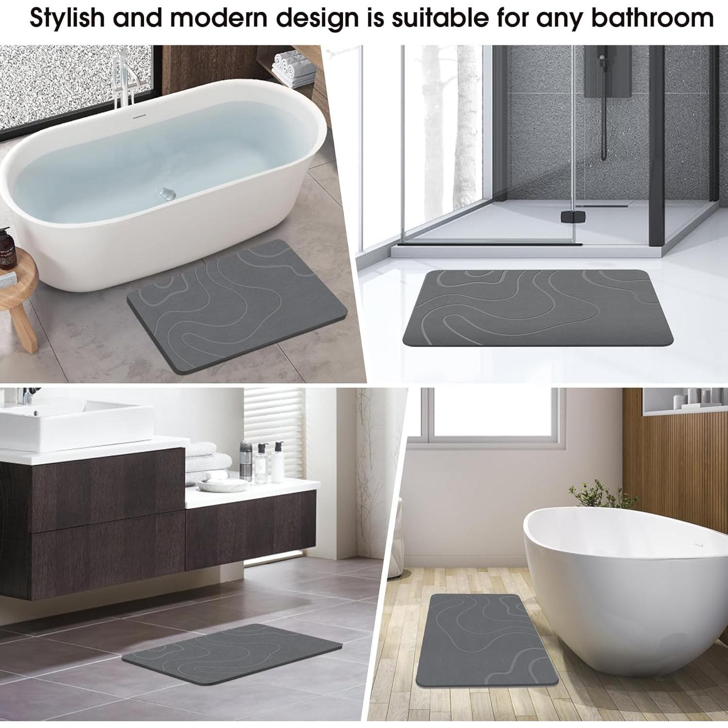 Alfombra de Baño Antideslizante ZIKIBL Diatomita 61x41cm Gris