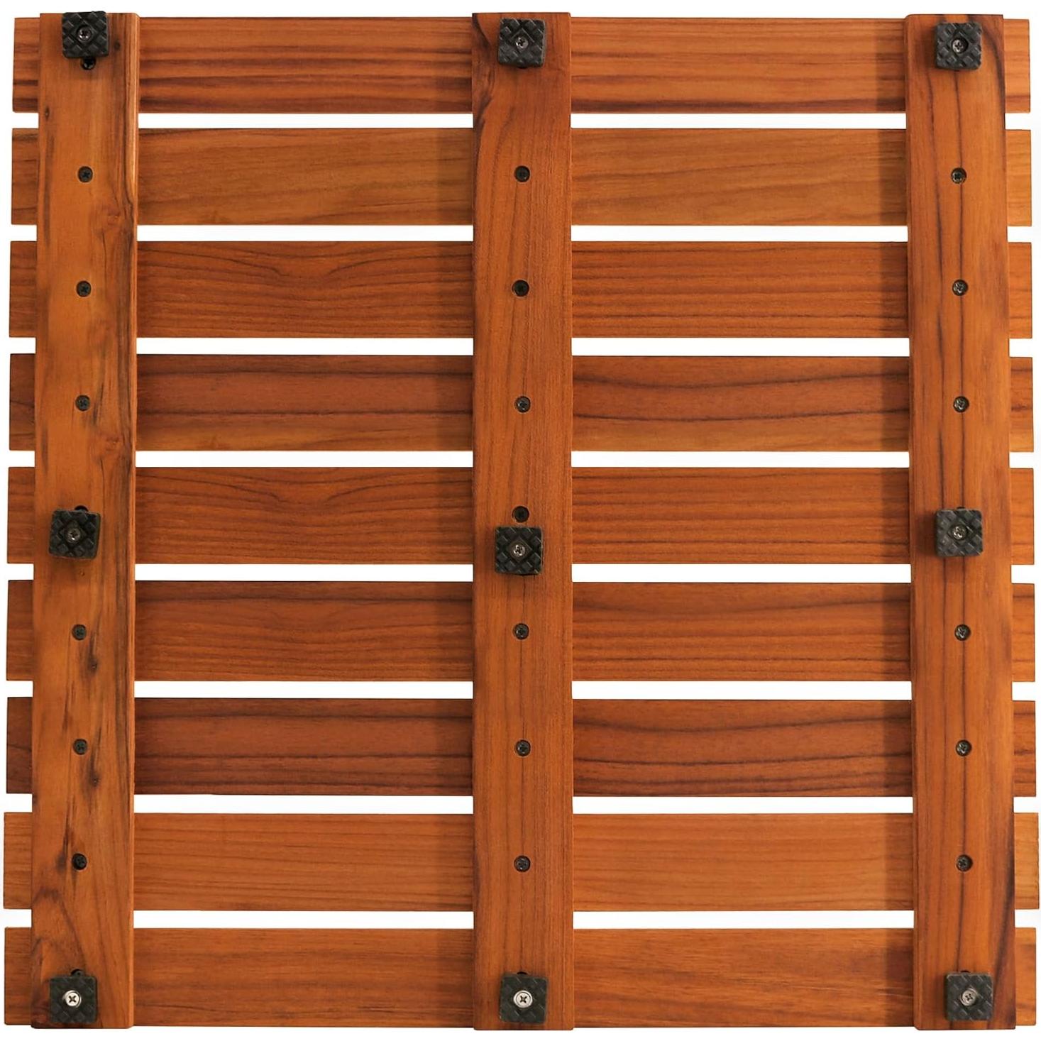 Alfombrilla de Ducha Antideslizante VaeFae Teak 50.8x50.8cm