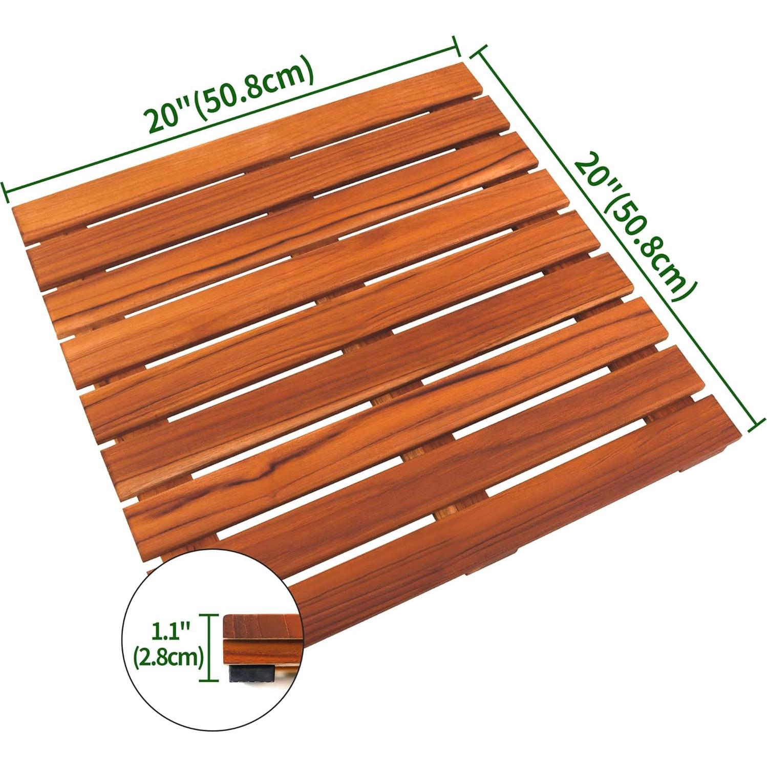 Alfombrilla de Ducha Antideslizante VaeFae Teak 50.8x50.8cm