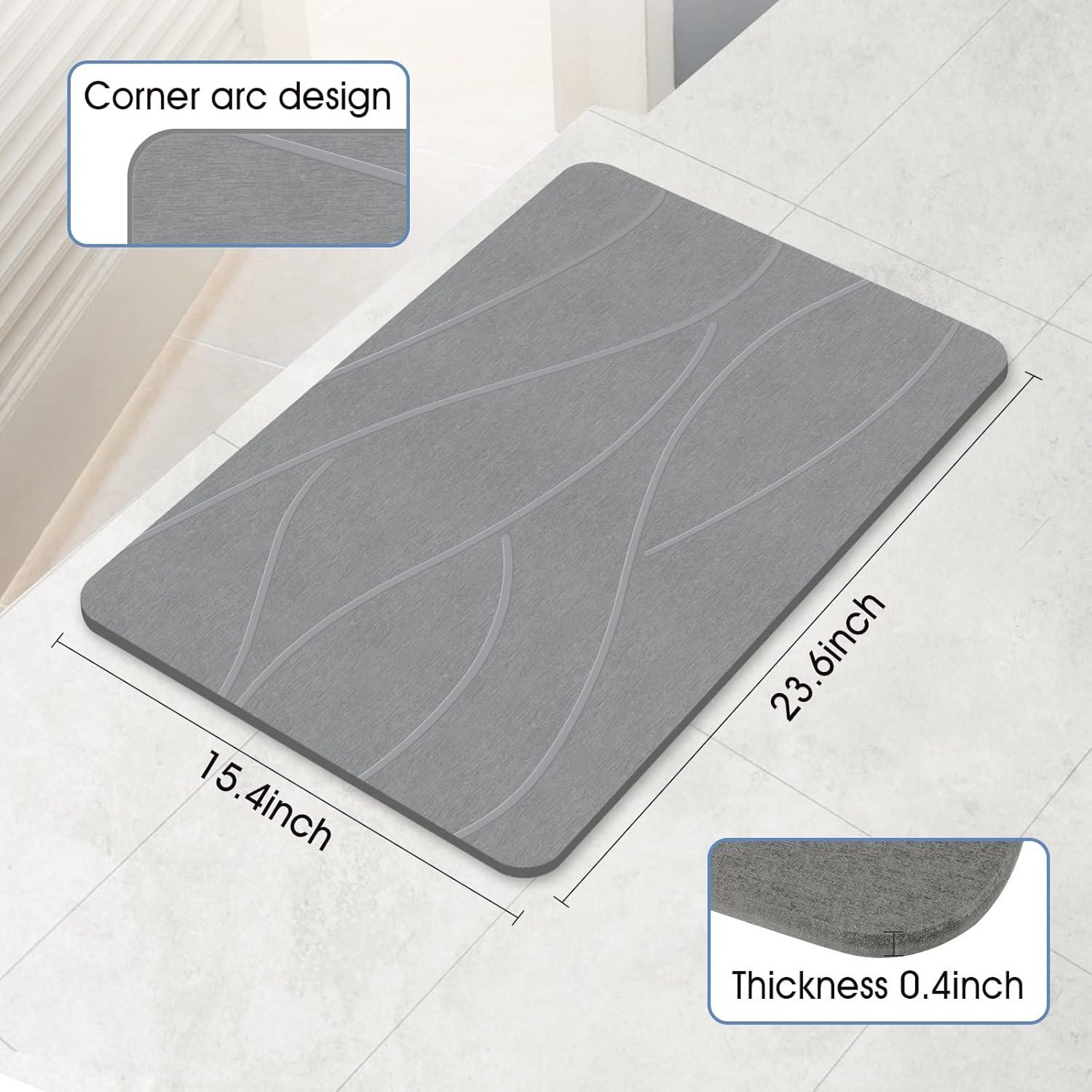 Alfombra de Baño de Piedra Veeloim 61x41 cm Gris Antideslizante