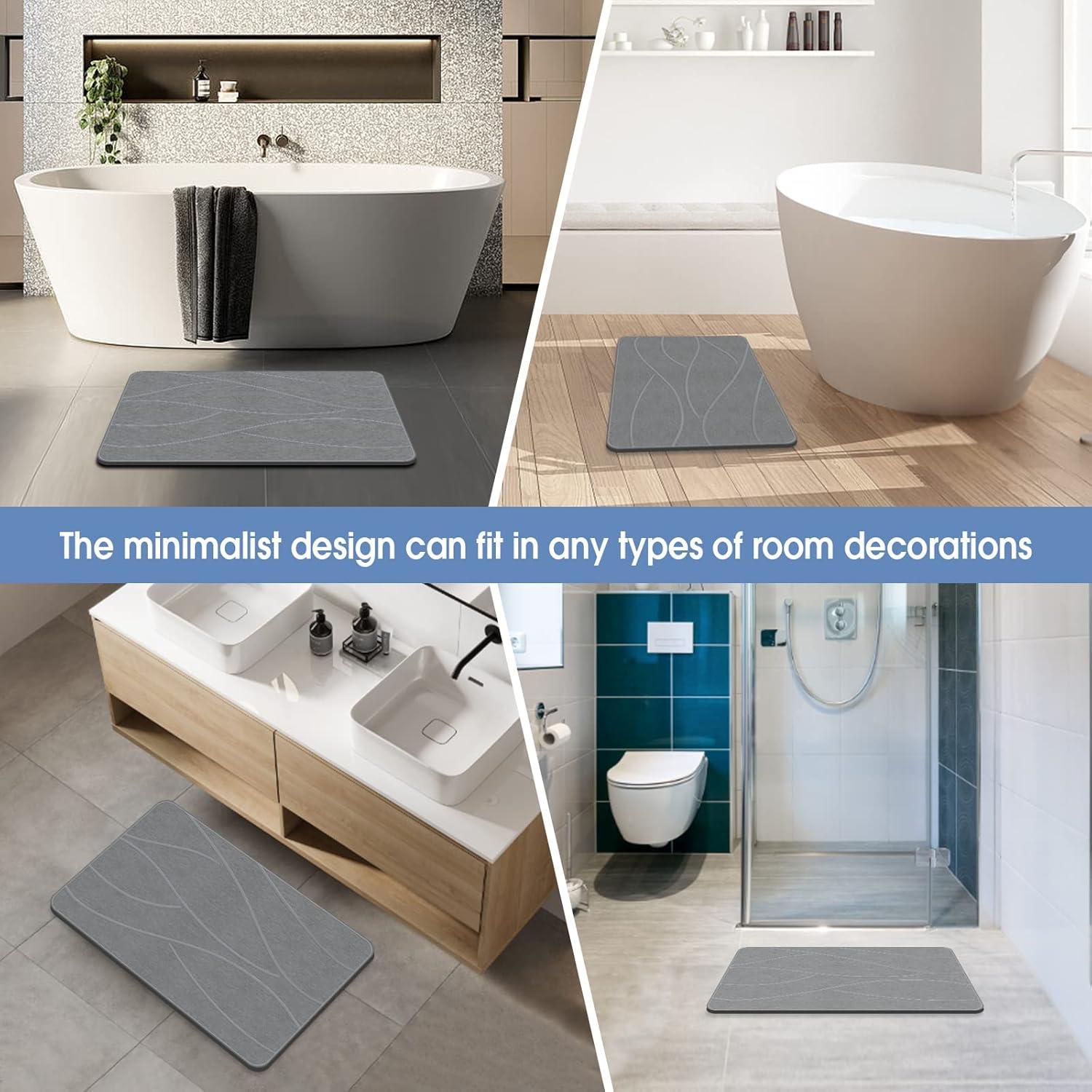 Alfombra de Baño de Piedra Veeloim 61x41 cm Gris Antideslizante