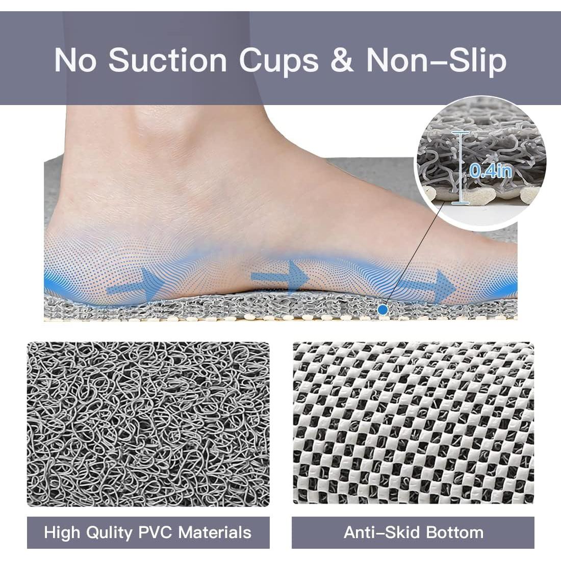 Alfombra de Ducha Antideslizante Jarlieyc 81x81 cm Gris