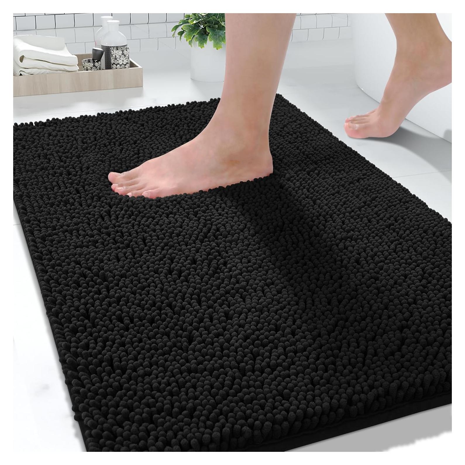 Alfombra de Baño Antideslizante Yimobra Chenille 61x43cm Negro