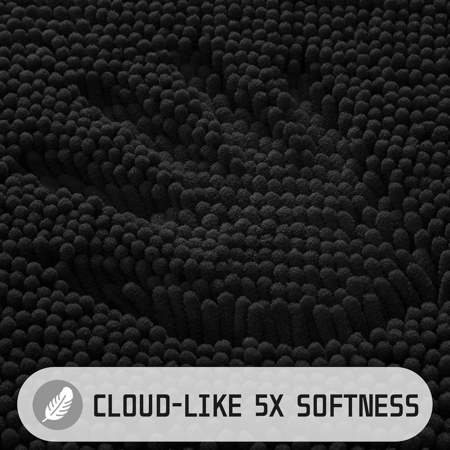 Alfombra de Baño Antideslizante Yimobra Chenille 61x43cm Negro